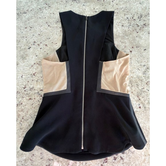 Rag & Bone Black Sleeveless Leather Trim Peplum Top Size 4 - Picture 2 of 7